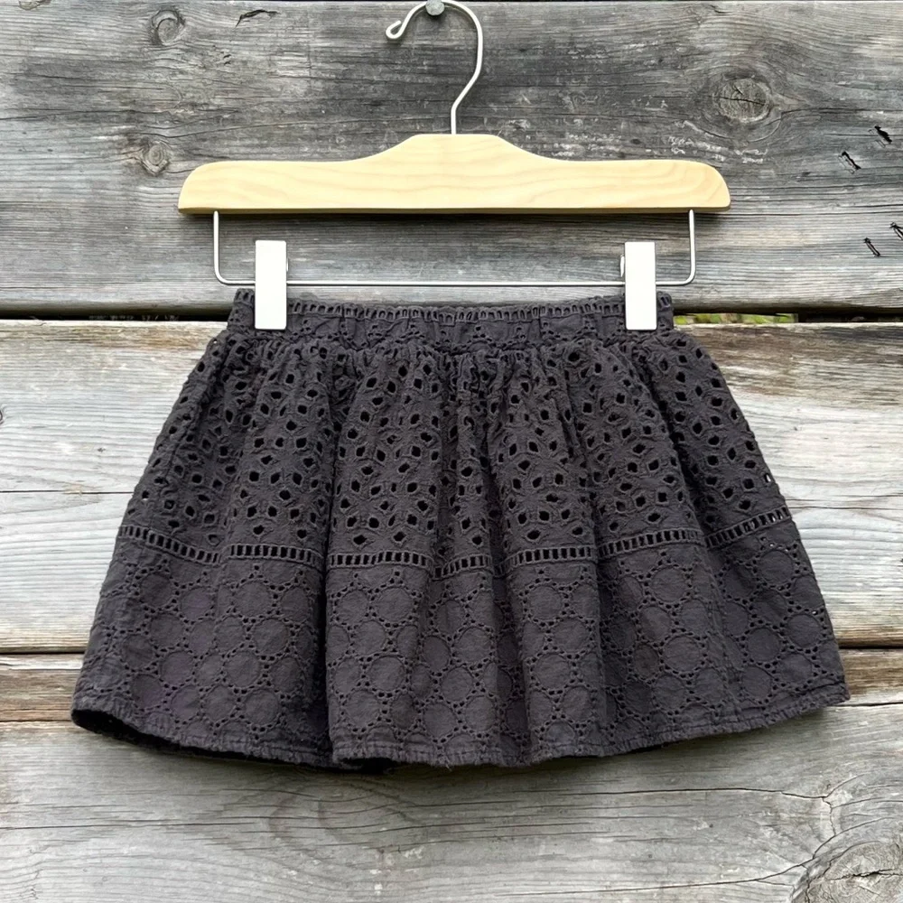 2/3 H&M Dark Gray Cotton Perforated Lined Mini Skirt